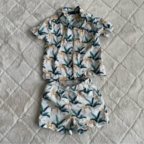 Janie & Jack | Boys Poplin Camel Print Shirt & Swim Trunks | Size 2T/18-24 Month - Picture 2 of 10